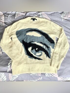 French Connection Angora Rabbit Hair Eye Graphic Sweater